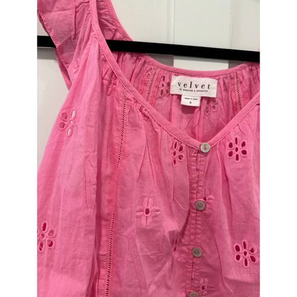 Velvet by Graham & Spencer Eyelet Tank Top Size S - Picture 3 of 3